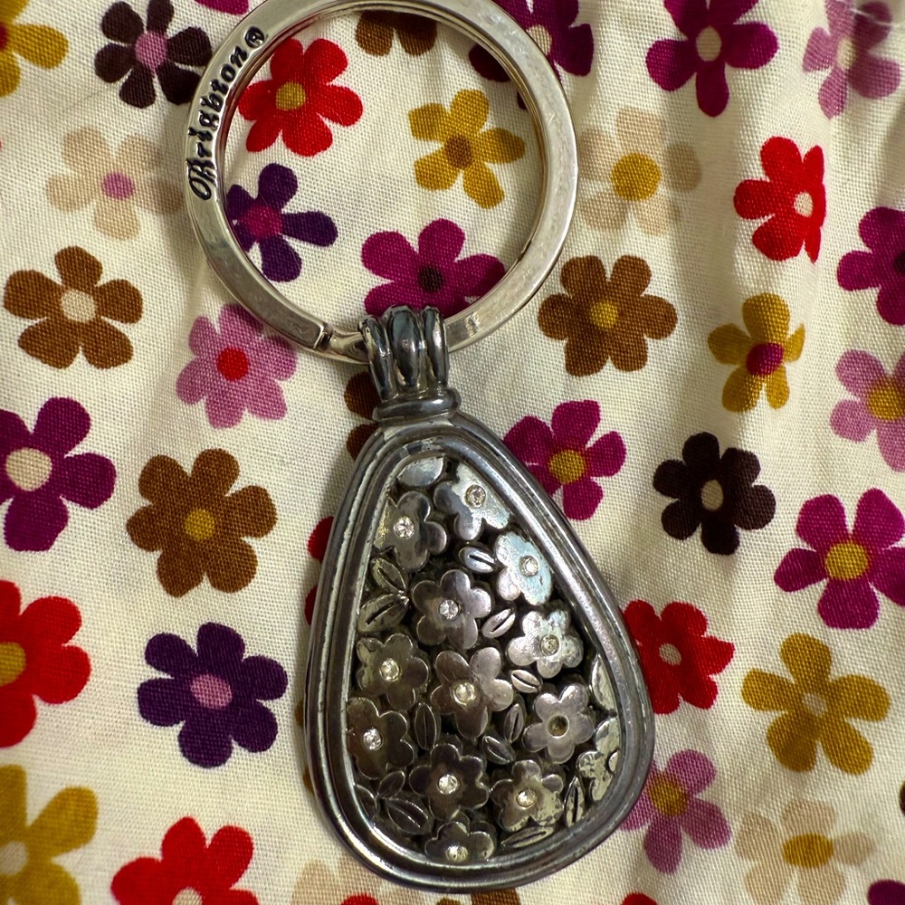 Brighton Silver tone Floral Keychain Preloved